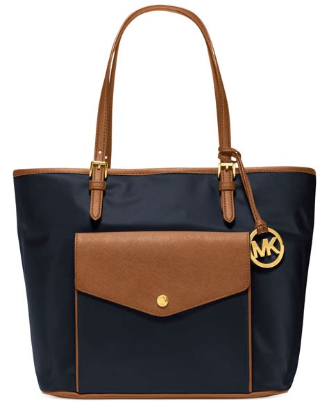 michael kors large pocket mf tote women's black|michael kors black nylon tote.